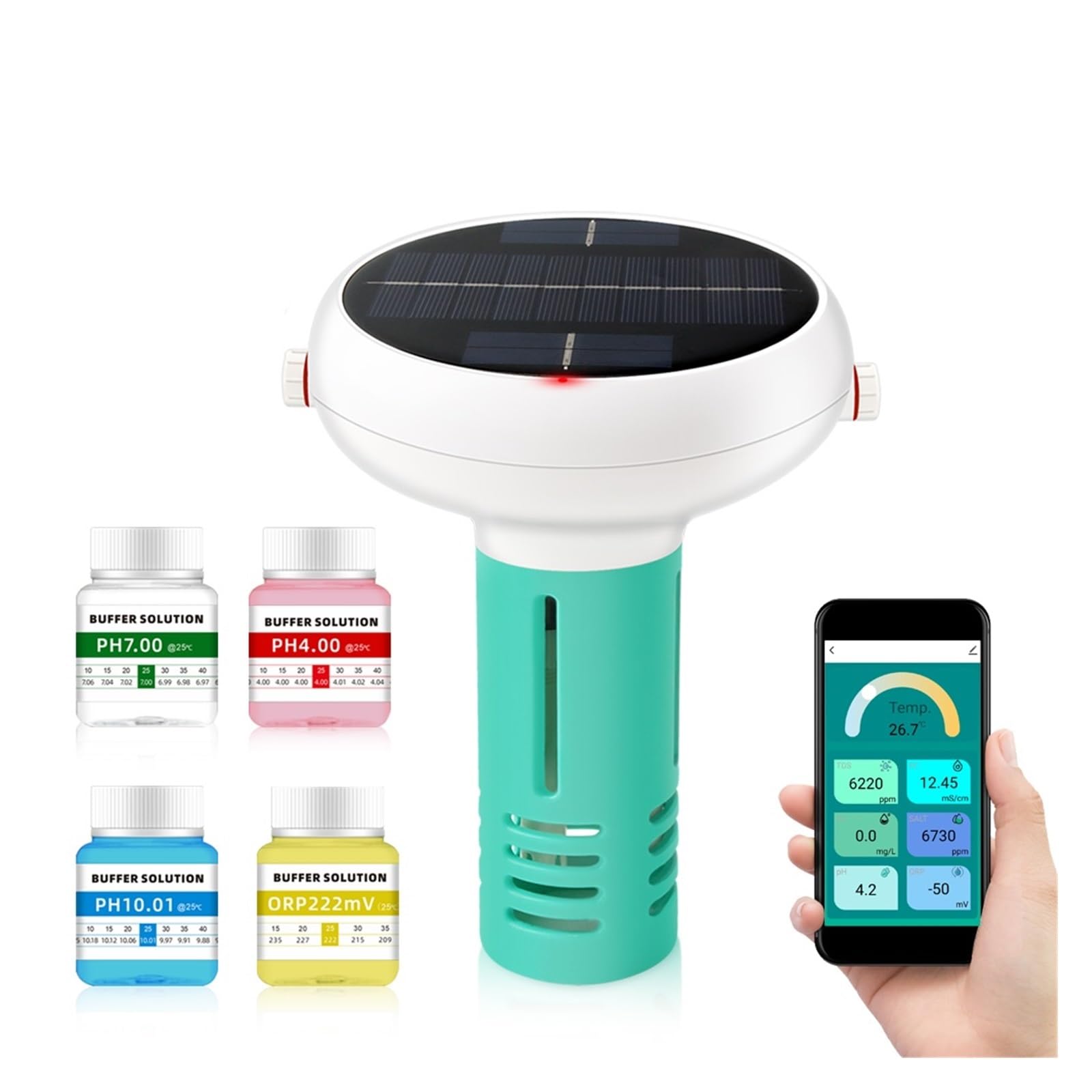 7 en 1 medidor de cloro PH ORP EC TDS salinidad Temp CL agua salada Ppm probador APP Monitor Control for piscina Spa, Probador preciso(Gateway)