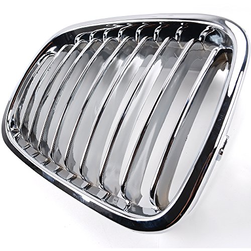2X Chrome Front Hood Kidney Grille Grill Compatible With 1998-2001 E46 320I 323I 325I 328I 330I 4-Door Sedan #TOP3