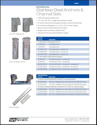 Miniatura 2 de S.R. Smith AS-100D-SS Anclaje residencial de 6 pulgadas, acero inoxidable, diámetro exterior de 1.90 pulgadas