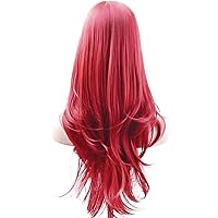 Vista 12 de Peluca de cosplay para mujeres con gorra, peluca de 28 in largo y ondulado resistente al calor de AKStor, Negro