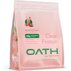 Oath Nutrition Clear Whey Isolate Protein Powder, Watermelon Fresca, 20g Complete Protein per Serving, No Added Sugar, Grass-Fed, 18 Servings