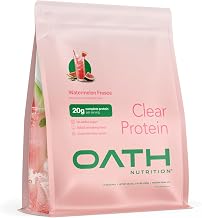 Oath Nutrition Clear Whey Isolate Protein Powder, Watermelon Fresca, 20g Complete Protein per Serving, No Added Sugar, Grass-Fed, 18 Servings