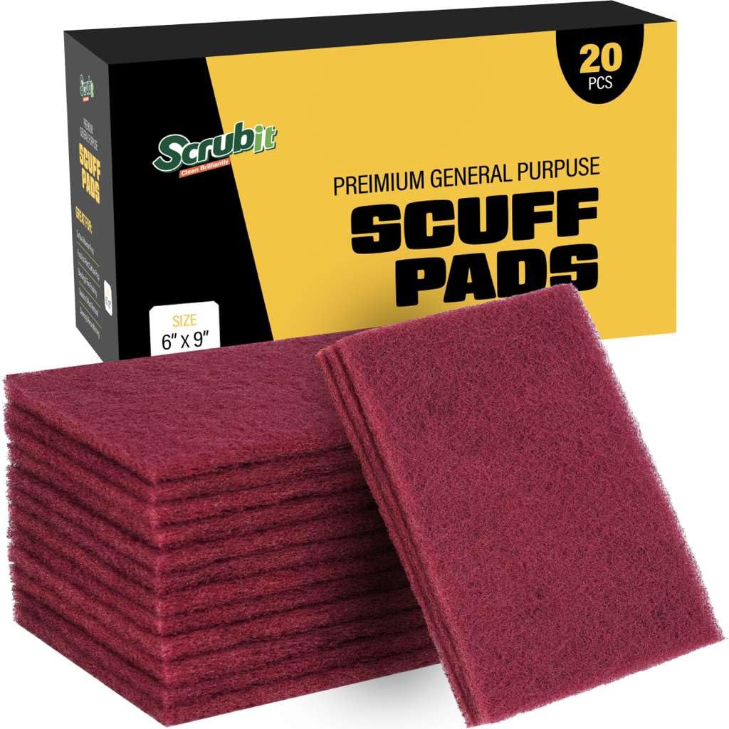 SCRUBIT 6 x 9 in. General Purpose Scuff Pads, Paint Primer Prep Adhesion Scratch Pads, Car & Woodworking Pads for Scuffing, Scouring & Sanding - Maroon (20)