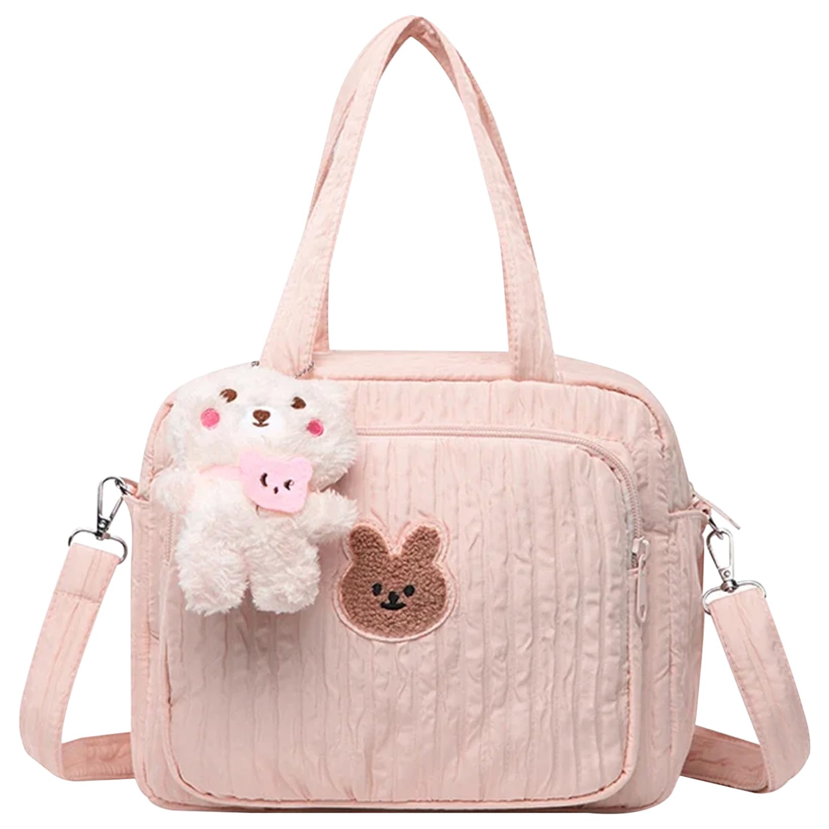 Pastoralist Cute Diaper Tote - 9x6x8inch Portable Baby Nappy Bag with Doll Pendant, Carry On & Crossbody Mommy Bag for Mum Outdoor Travel