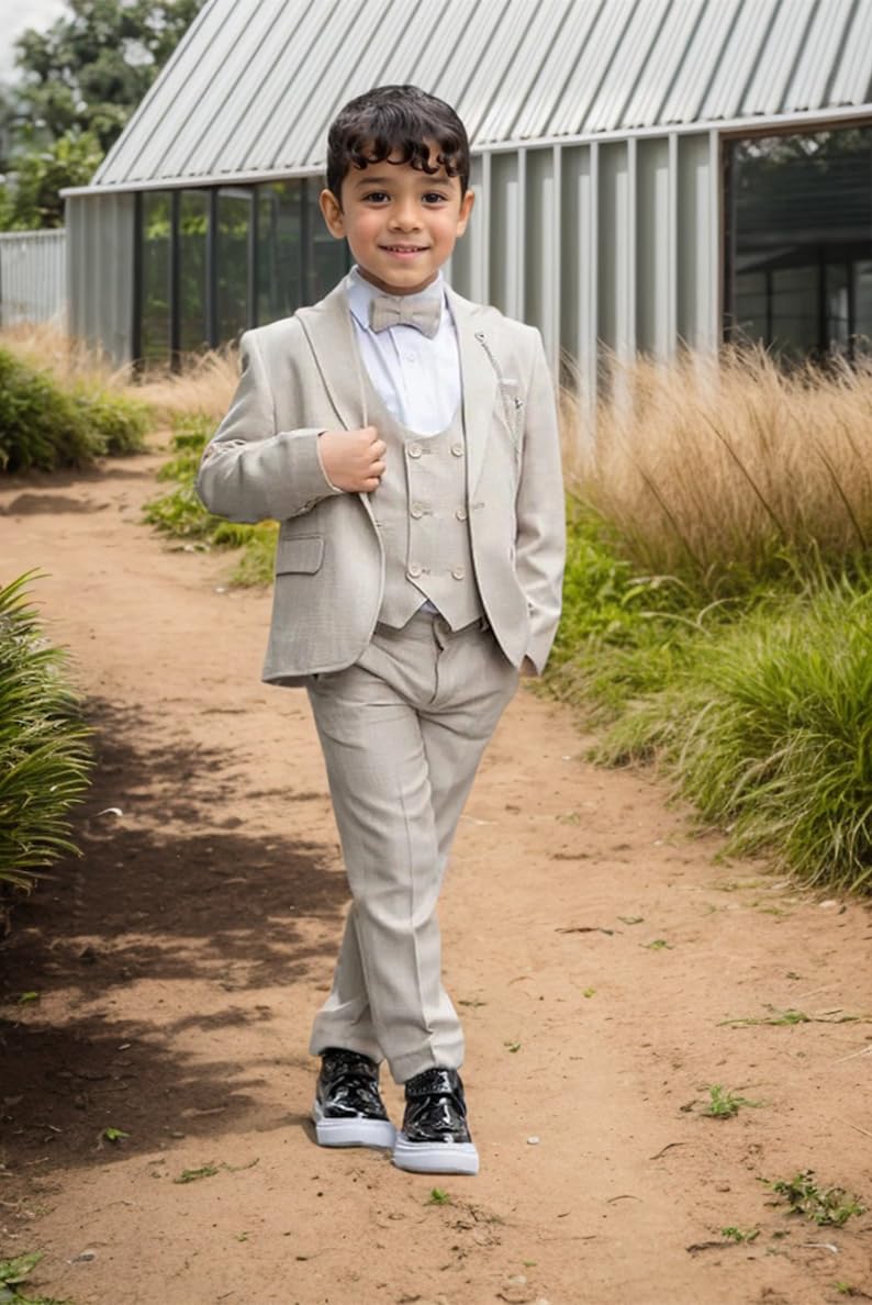 Ragazzi Abito Da Sposa In Lino Ragazzi Suit Outfit 3pcs Bambini Smoking Per Bambini Partito Prom Abiti Bianco Ragazzi Suit Plaid Suit