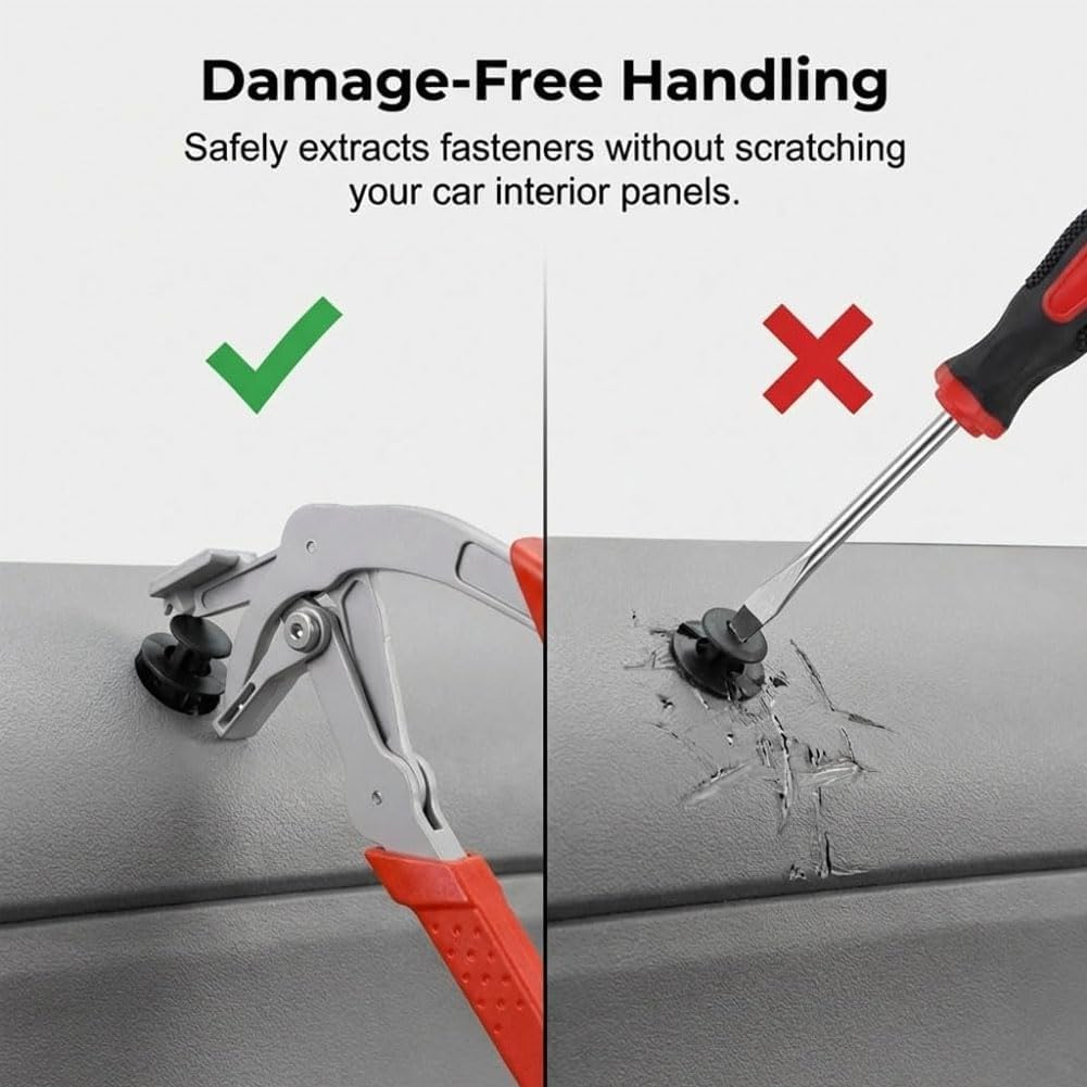 Stainless Steel Panel Clip Removal Pliers,dual action Car clip pliers/disassembly tools,Easy to Without Damage Remove Fasteners Clips Buckles and Rivets (2PC)