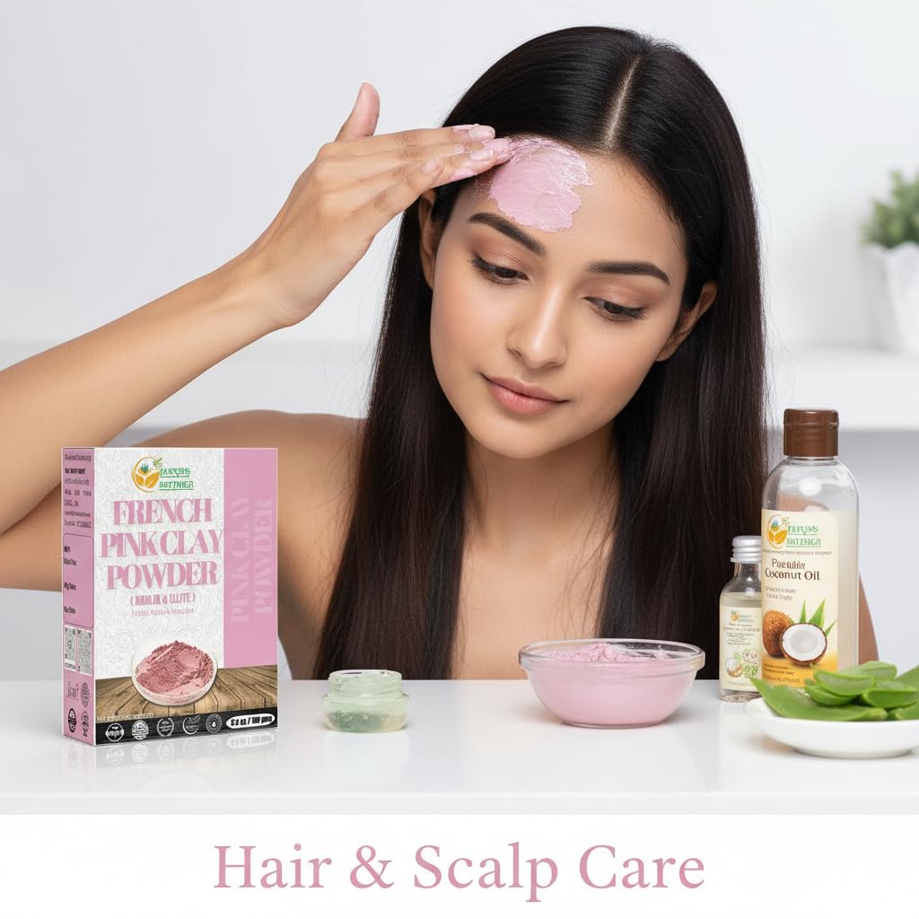 Herbs Botanica French Pink Clay Powder Fine Rose Clay for DIY Face Masks, Pink Clay Soap Making, Body Care, Facial Packs, and Kaolin-Based Skincare Rose Clay Powder 2 oz