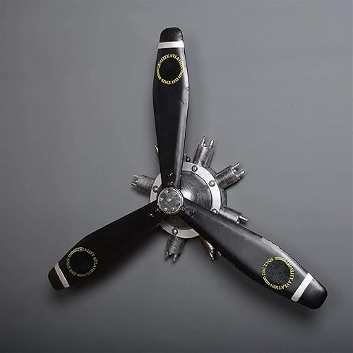 Decoración de pared, KTV Aircraft Hélice de pared, hélice mecánica de montaje en pared de estilo retro industrial, escultura de pared de hierro 3D