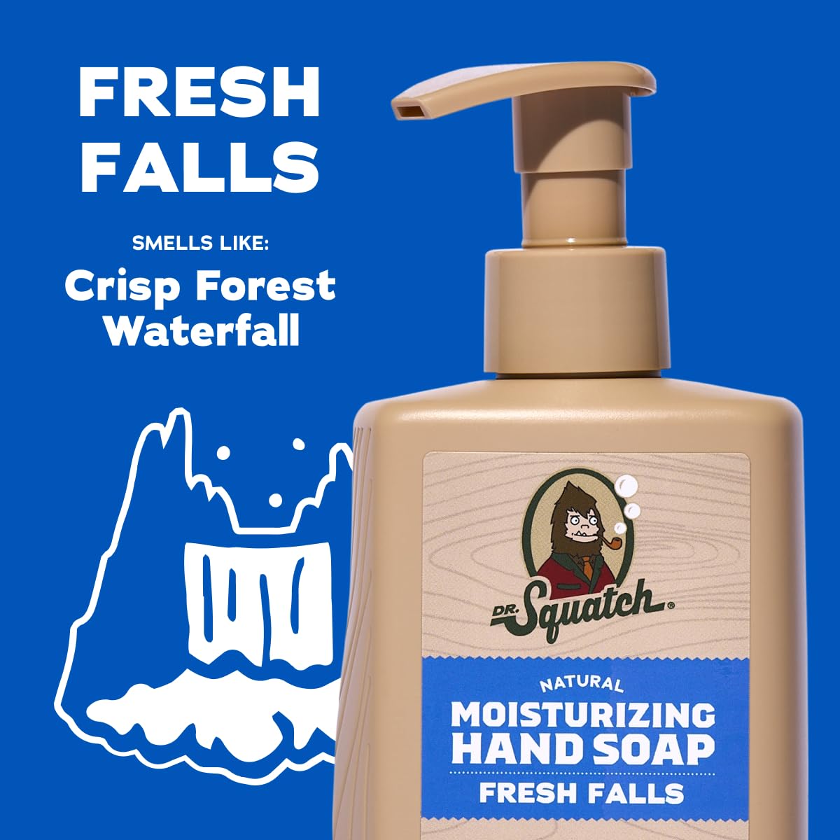 Dr. Squatch Natural Moisturizing Hand Soap - Tough on Dirt + Grime - Clean Ingredient, Gentle for all Skin Types - Moisturizing + Non-Drying - Fresh Falls (8 fl oz, 3-Pack)