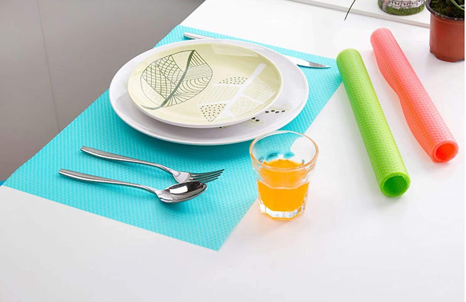 4 alfombrillas de plástico para refrigerador, revestimiento de estante de refrigerador que se puede cortar para refrigerador, tapete para cajón, manteles individuales para estantes 7