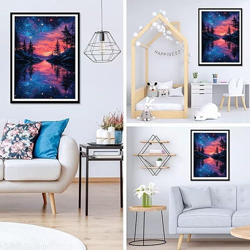 5D Starry Sky Diamond Art Painting Kits for Adults, Landscape Square Diamond Painting Art Kits for Adults Beginner, DIY Full Square Drill Gem Crystal Art Craft, for Home Wall Decor 16x20inch -2531