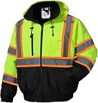 SKSAFETY Hi Vis Work Jacket for Men - Reflective Freezer Safety Jacket with Pockets, High Visibility Work Coat Jacket
