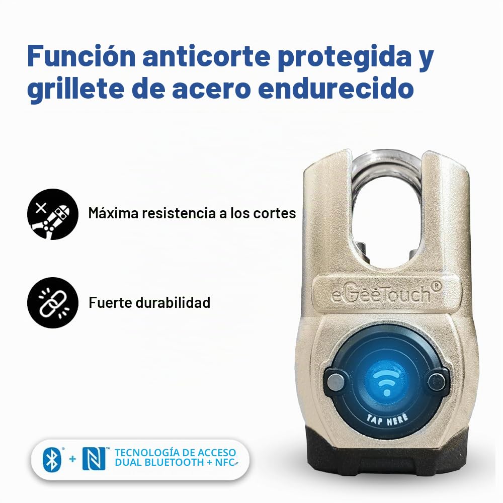 5ª generación [2023] Candado inteligente para exteriores IP66 resistente a la intemperie Diseño robusto para uso comercial, Bluetooth + NFC (anticorte)