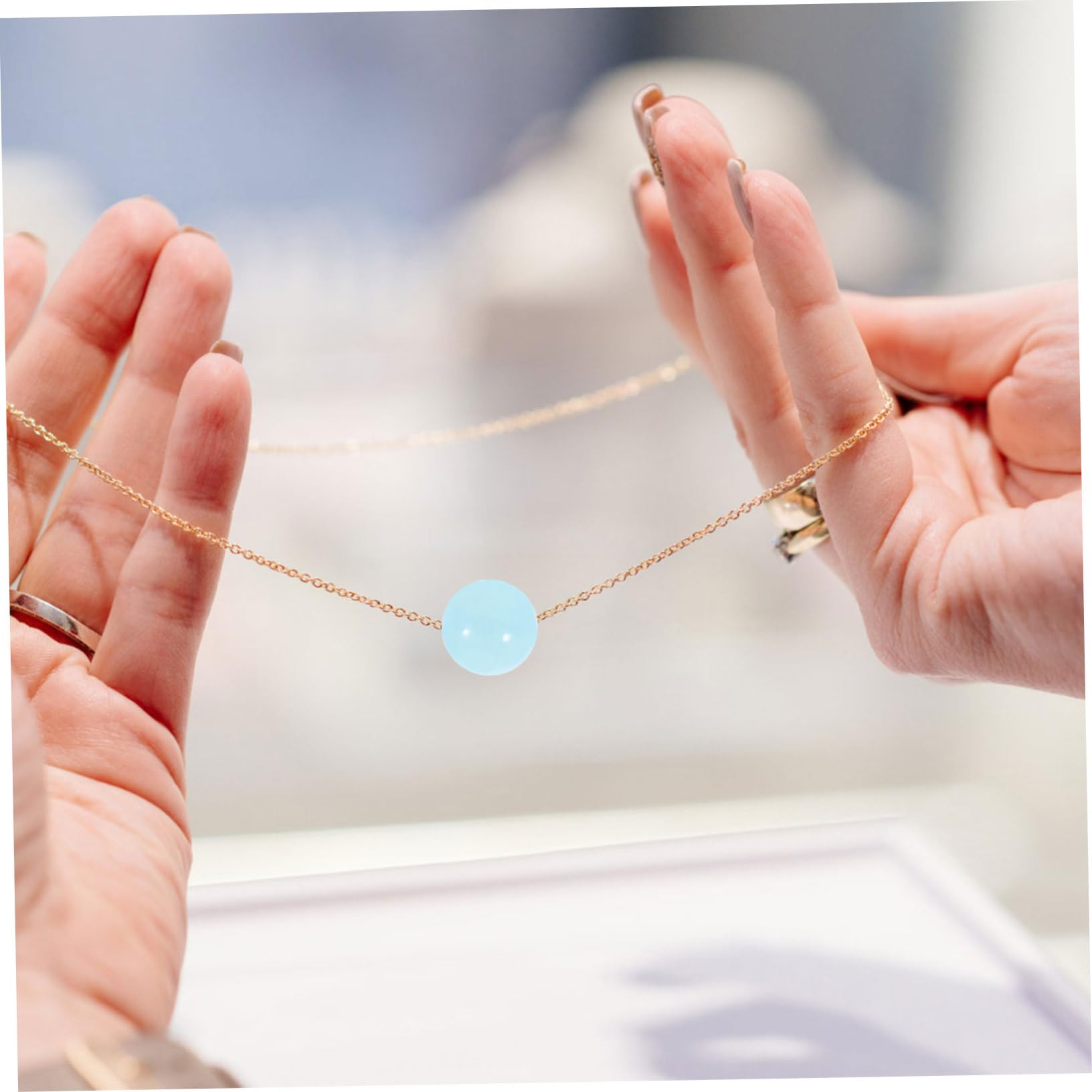 900 Piezas Cuentas de Vidrio Azules con Agujero Grande para Manualidades y Bisutería Cuentas Redondas Sueltas para Pulseras y Collares DIY Accesorios Hechos Mano