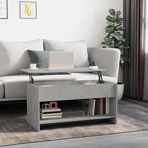 Coffee Table Concrete Gray 40.2"x19.7"x20.7" Engineered Wood Funky Coffee Table Dining Table End Tables Living Room Mesas De Centro para Sala for