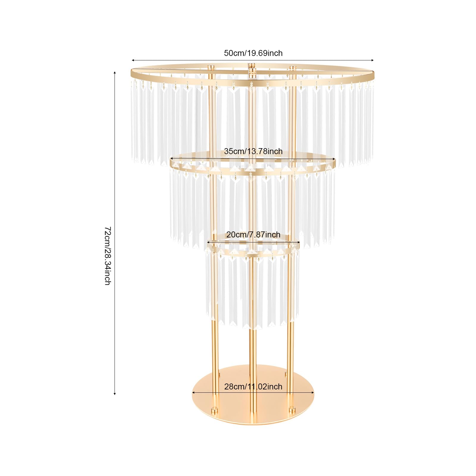 Kristall BlumenstäNder Gold,3 Etagen BlumensäUle Mit Rundem Sockel | Freistehender HochzeitsstäNder FüR Blumenarrangement, Dekoration Aus Eisen FüR Hochzeit, Party & Veranstaltung