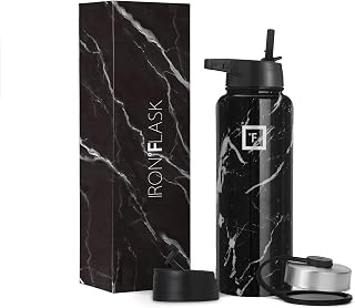 IRON °FLASK Sports Water Bottle - 40 Oz 3 Lids (Straw Lid), Leak Proof - Stainless Steel Gym & Sport Bottles for Men, Women & Kids - Double Walled, Insulated Thermos, Metal Canteen