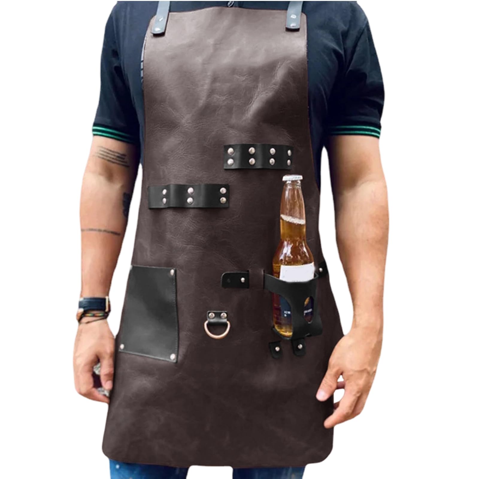 APGLSXY Synthetic Leather Apron Perfect for Cooks and Barbecue Enthusiasts Featuring Waterproof Coating Easy Clean Apron