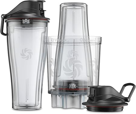 Vitamix Personal Cup Adapter, BPA-Free, Dishwasher Safe, Two 20oz Cups, Two Lids and One Adapter, Clear