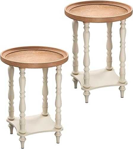 VONLUCE Rustic Farmhouse Cottagecore - Mesa auxiliar decorativa cuadrada de 19 pulgadas, mesa auxiliar francesa de campo, bandeja de madera