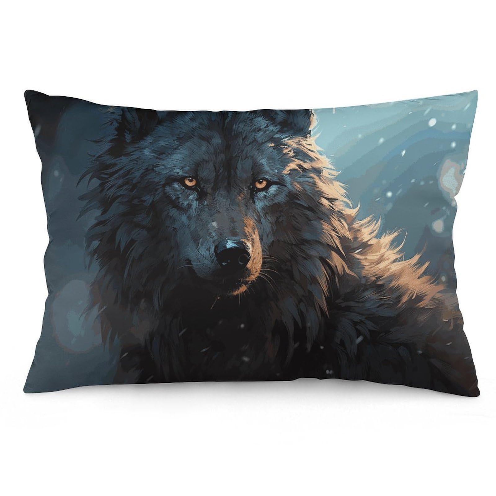 2 Pack Pillow Cases for Hair and Skin, Soft Breathable Pillow Case Covers with Hidden Zipper, Fantasy Wolf Pillowcase 12 "x20 Pillow Covers for Sleeping Gift
