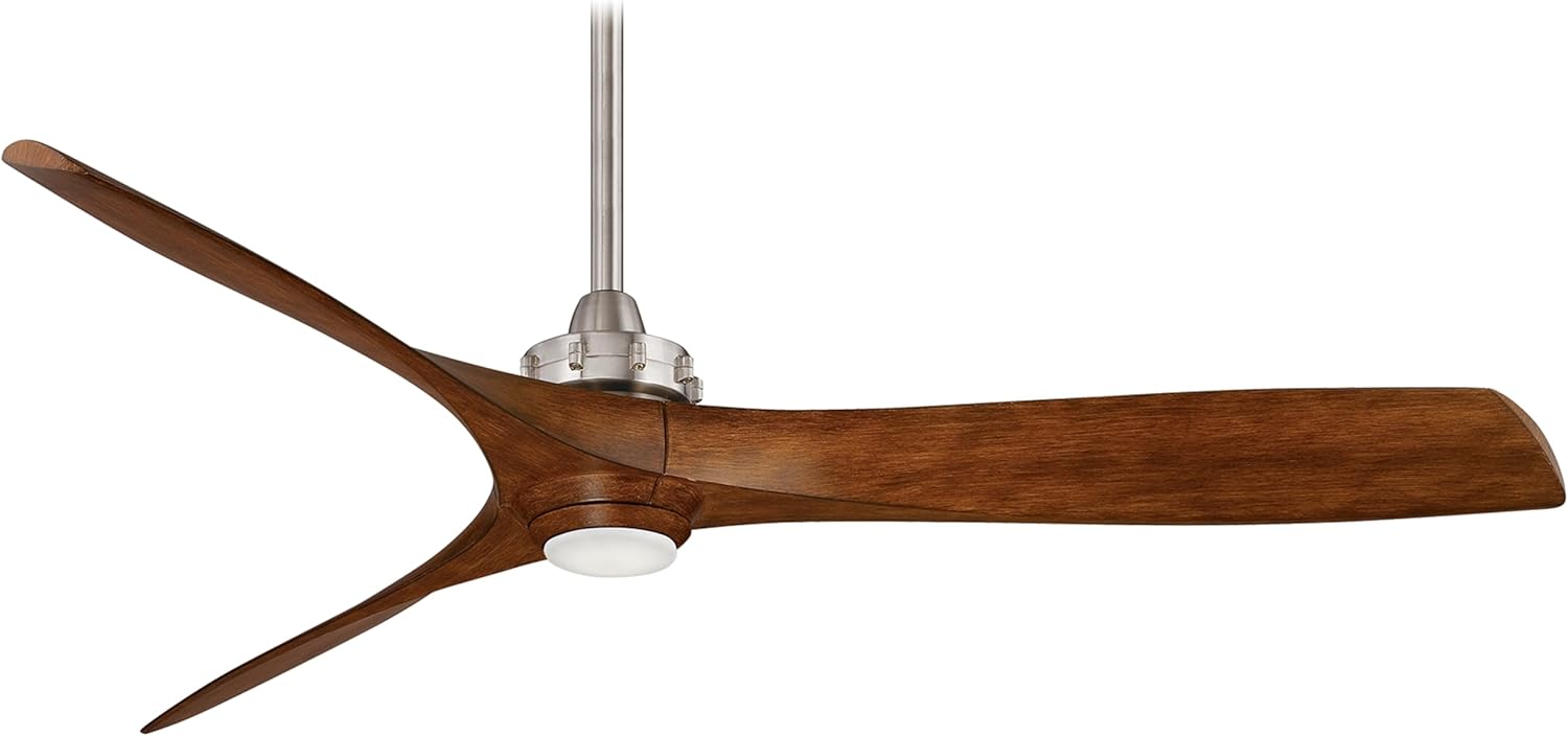 Minka-Aire F853L-BN/DK Aviation 60 Inch Ceiling Fan with LED Light and DC Motor in Brushed Nickel Finish and Distressed Koa Blades