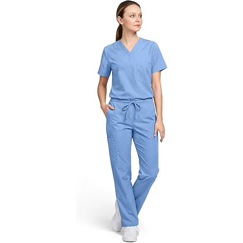 AllHeart Scrubs for Women & Men Medical Scrub Set with V-Neck Top & Cargo Pants Nursing Uniform with 6 Pockets