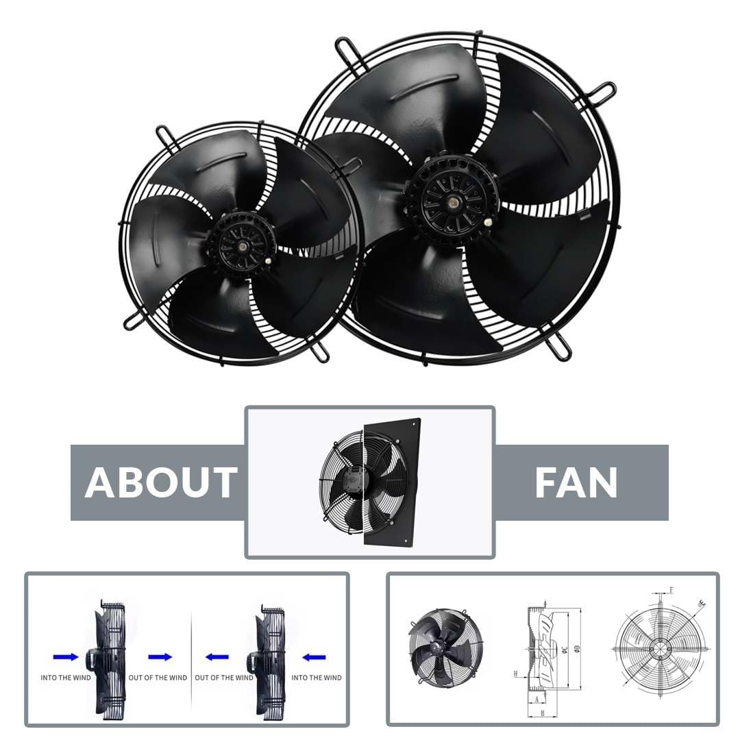 Mickko 24 Inch Industrial Exhaust Fan (4D-600S) – High-Speed, 100% Copper Motor, for Cold Storage, Condenser, Chiller, Warehouse, Air Cooler | Low Noise, 3-Phase, Black, 1-Year Warranty 2