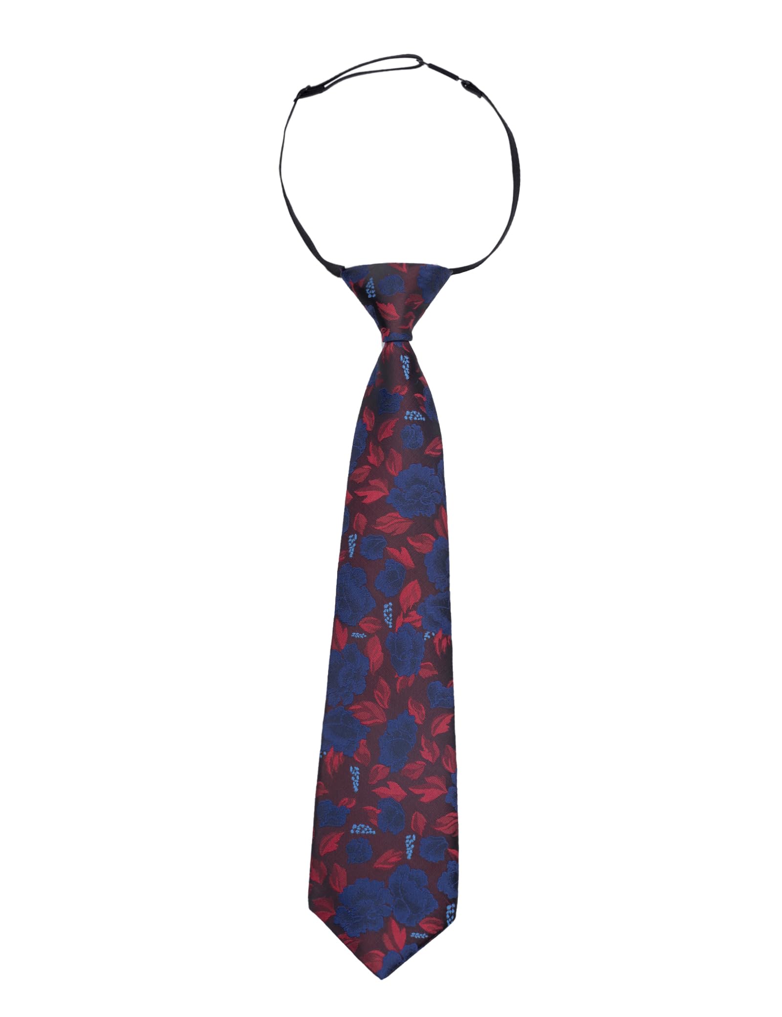 Alizeal Boys 13inches Length Flower Pattern Neckties, Burgundy+Navy
