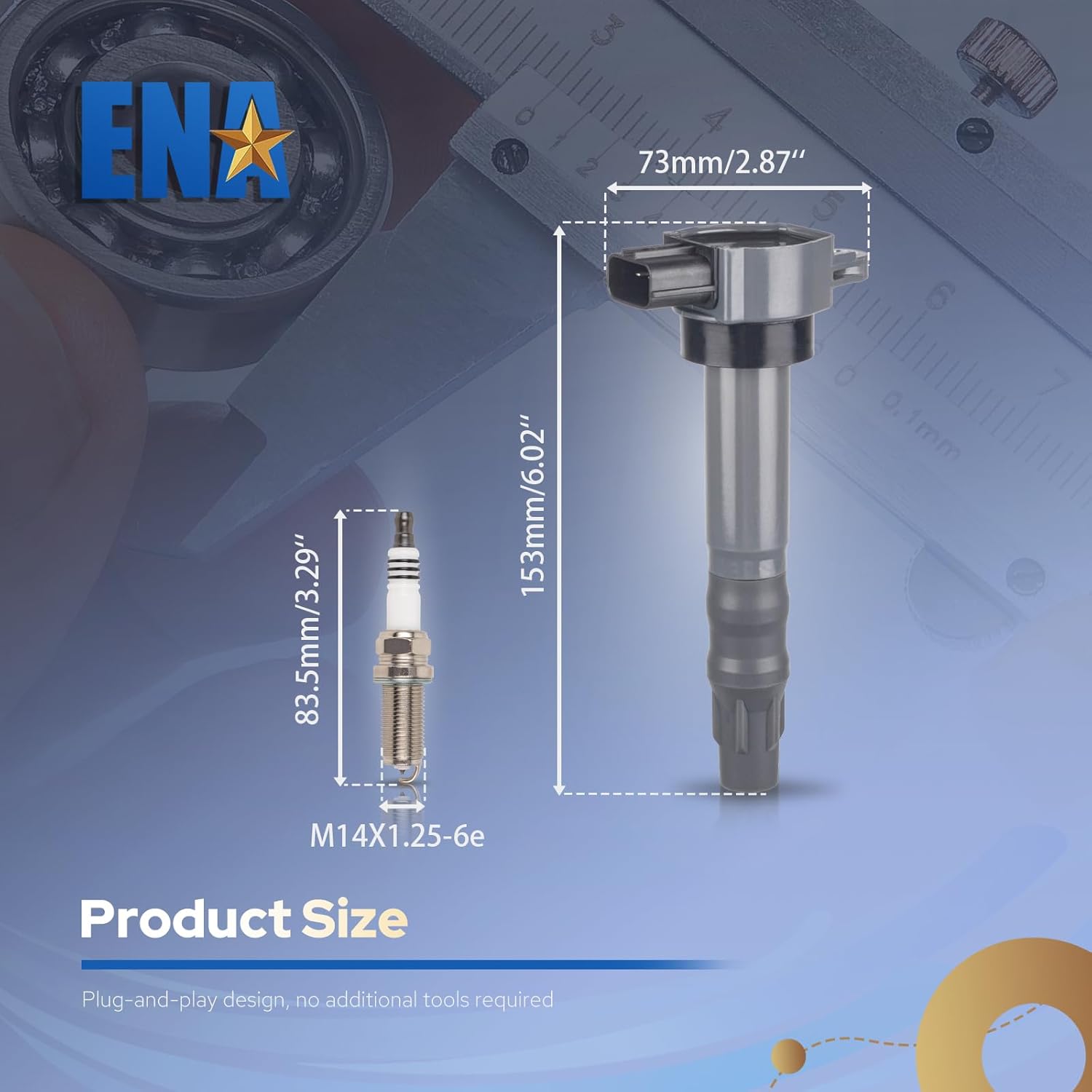 ENA Ignition Coil Pack and Platinum Spark Plugs Compatible with Mitsubishi Eclipse Galant Outlander 2.4L L4 2004 2005 2006 2007 2008 2009 2010 2011 2012 Replacement for UF532 MR994643 AP5323 Set of 4