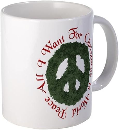 WSLHFEO - Taza de 11 onzas, taza de la paz del mundo de Navidad, S, color blanco