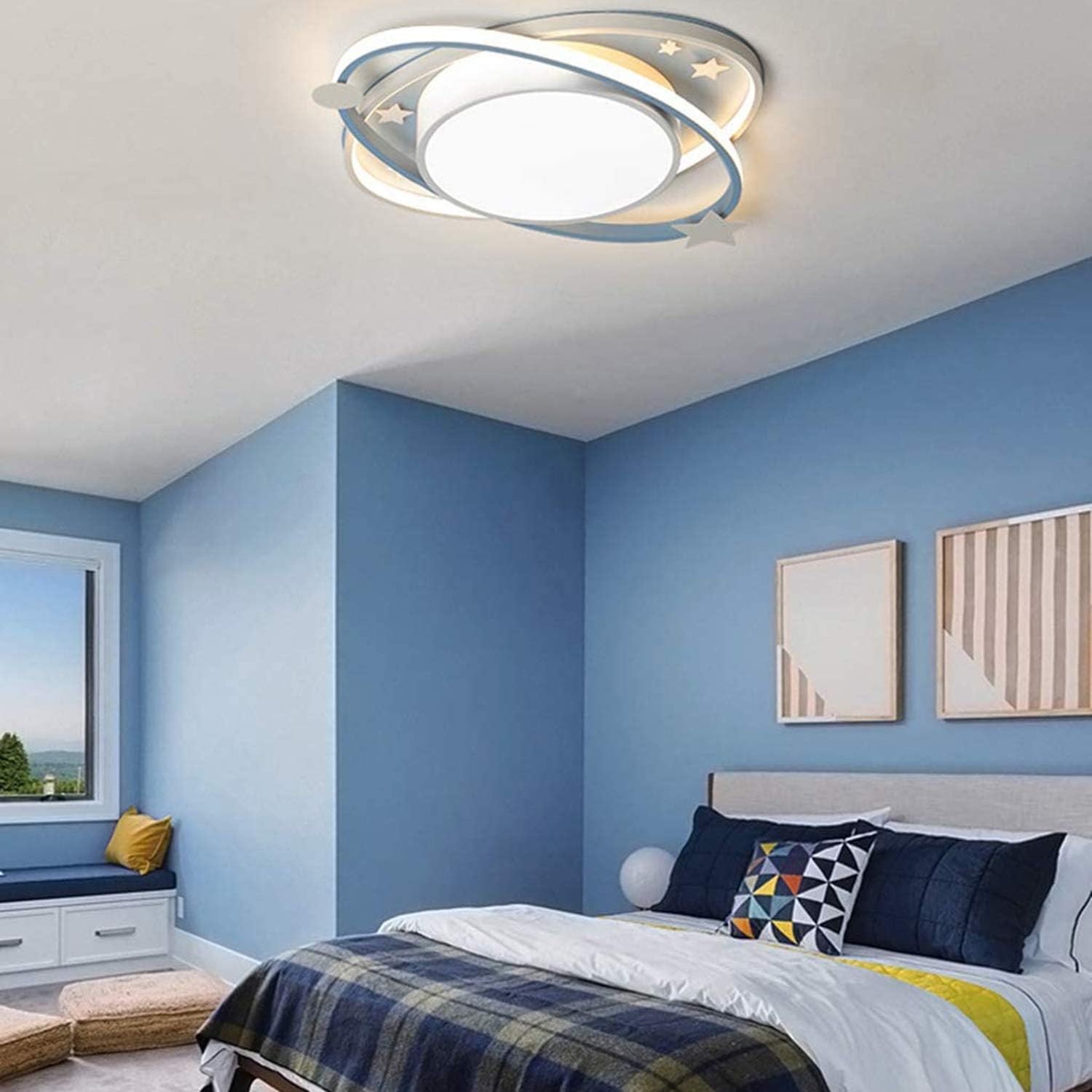 Modern Chandeliers LED Ceiling Lights, Nursery Lamp Girls Kids Lights,Dimmable with Remote Control Love Heart Acrylic Design Lampshade Ceiling Decor Lights,Blue,45cm