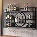 HFTUW 39 Inch Metal Wall Mounted Wine Rack, 3-Tier Bar Shelf with Glass Holder, Modern Large Capacity Liquor Bottle Display Shelf for Home Bar, Dining Room & Kitchen, Black