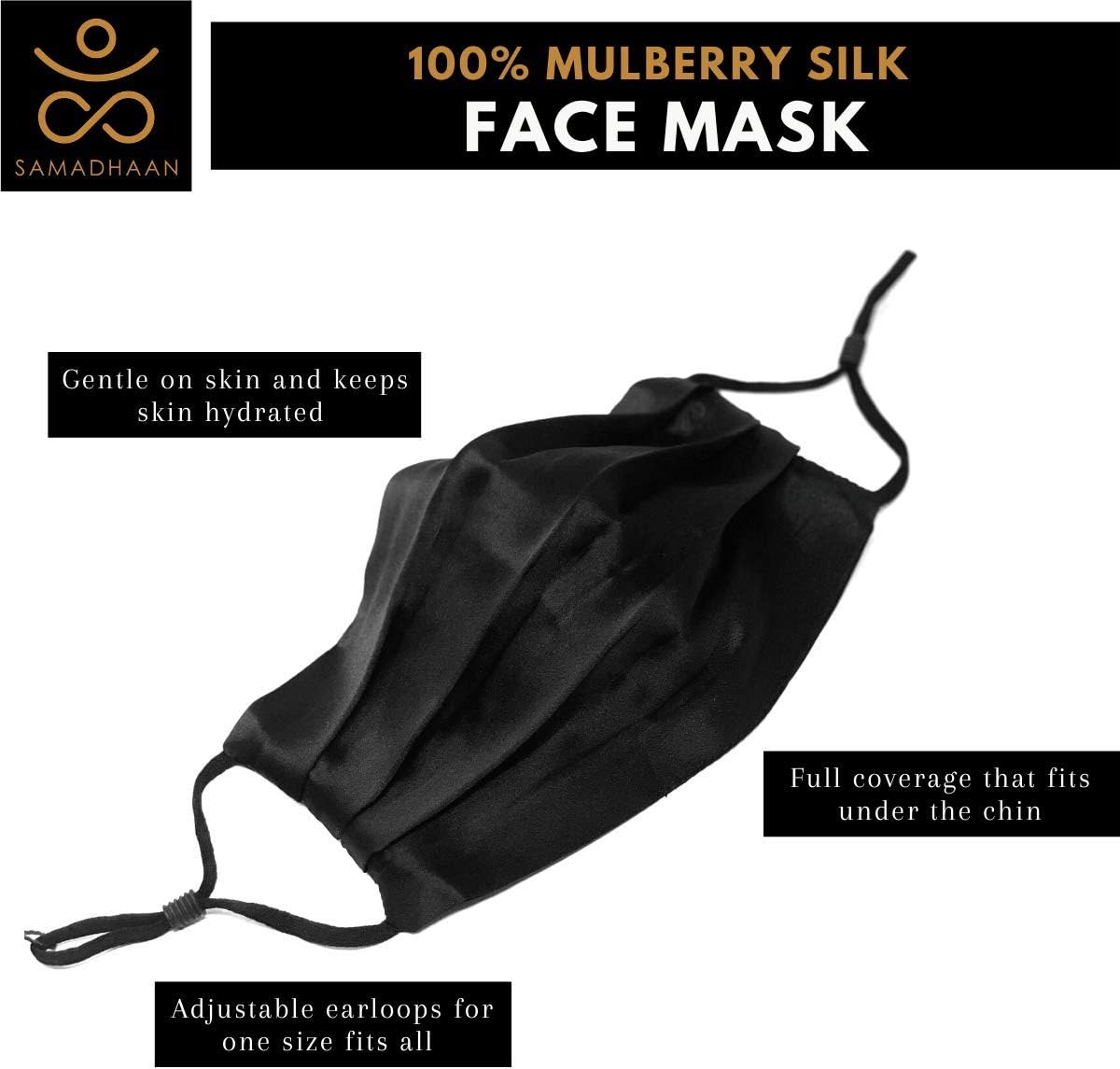 100% Mulberry Silk Face Mask with Adjustable Nose Bridge and Super Soft Earloops | Luxury Unisex Silky Breathable Fashion Face Masks