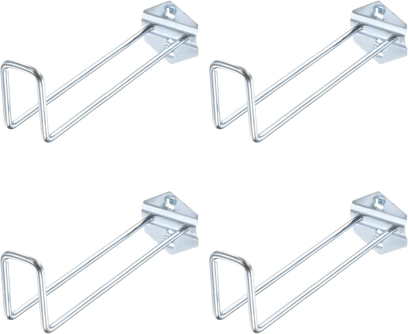 uxcell 4Pcs Metal Square Peg Board Hooks, 8.1" Heavy Duty Exhibition Display Hooks Square Hole Peg Rod Rack for 3/8" Spaced Pegboards, Retail Shelf Rack Hook, Silver