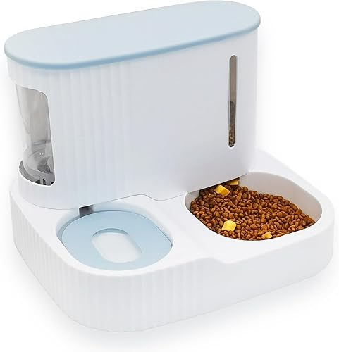 Kathson Comedero y bebedero automático 2 en 1 para gatos, comedero para mascotas por gravedad para alimentos secos, para interiores y exteriores