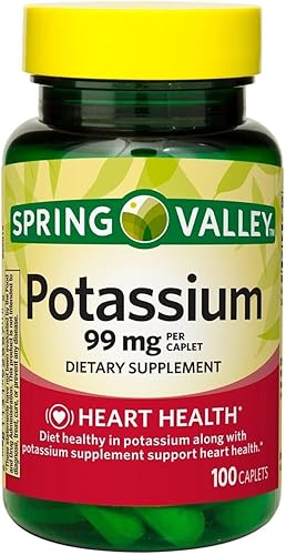 ikj Heart Health Spring Valley - Complemento dietético de cápsulas de potasio, 99 mg, 100 unidades