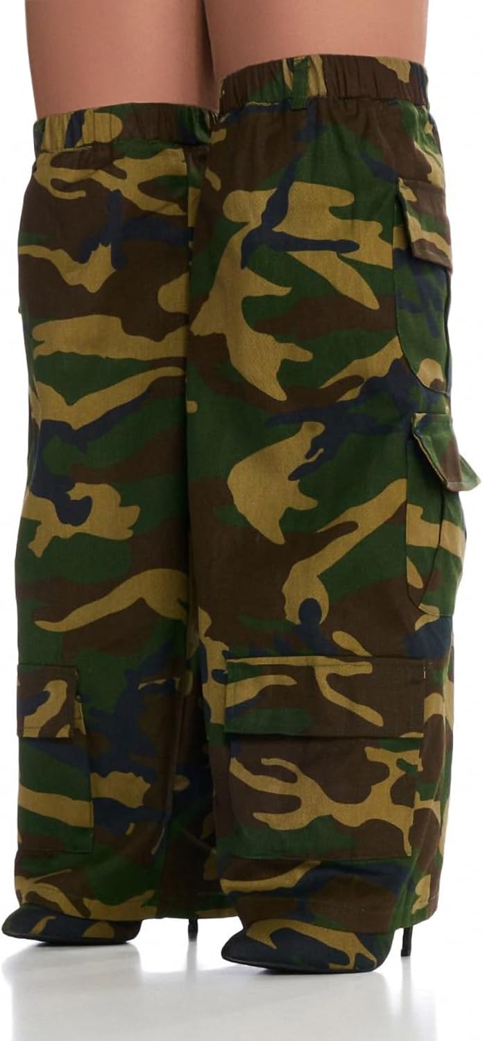 Women's Camo Knee High Boots Slouch High Heels Boots Pointed Stiletto Casual Pull-On Tall Boot Party Dress Shoes - Image 2