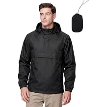 Men's Rain Jacket Waterproof Windbreaker Packable Pullover Lightweight Coat for Golf Hiking Travel
