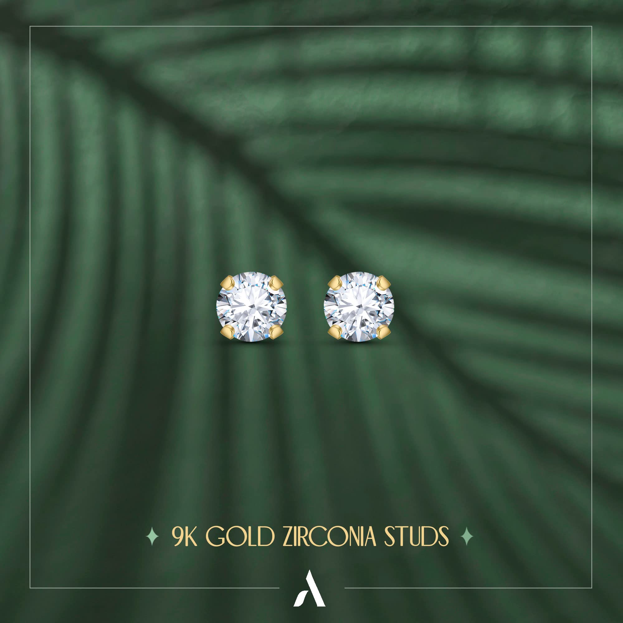 Amberta Allure Damen Ohrstecker aus 9K Gold mit Zirkonia