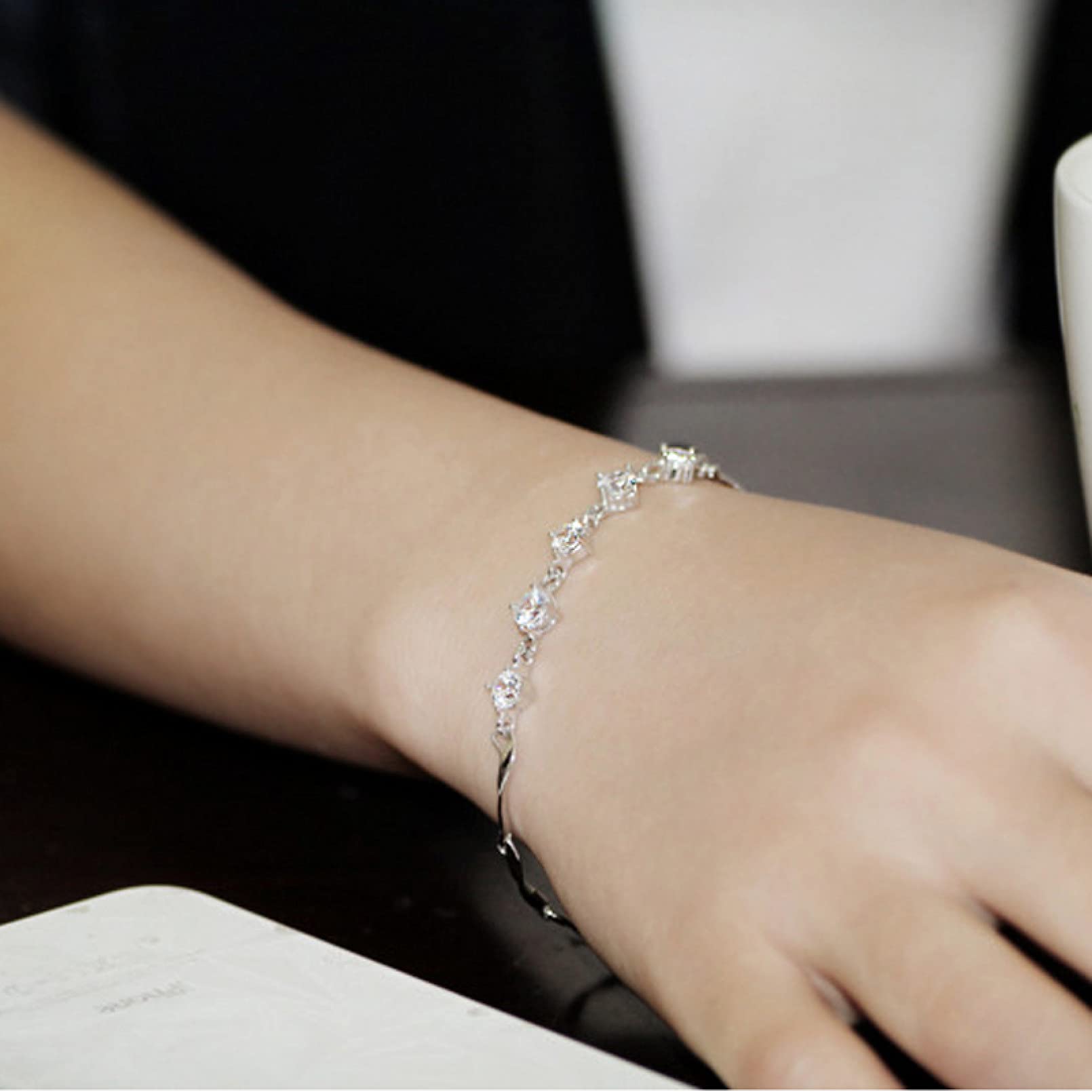 Bransoletka damska 925 Sterling Silver Moda damska Bransoletka Biżuteria ślubna Bransoletka z cyrkoniami Prezent