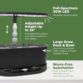 AeroGarden Bounty Basic, Black | Indoor Garden with LED Grow Light
