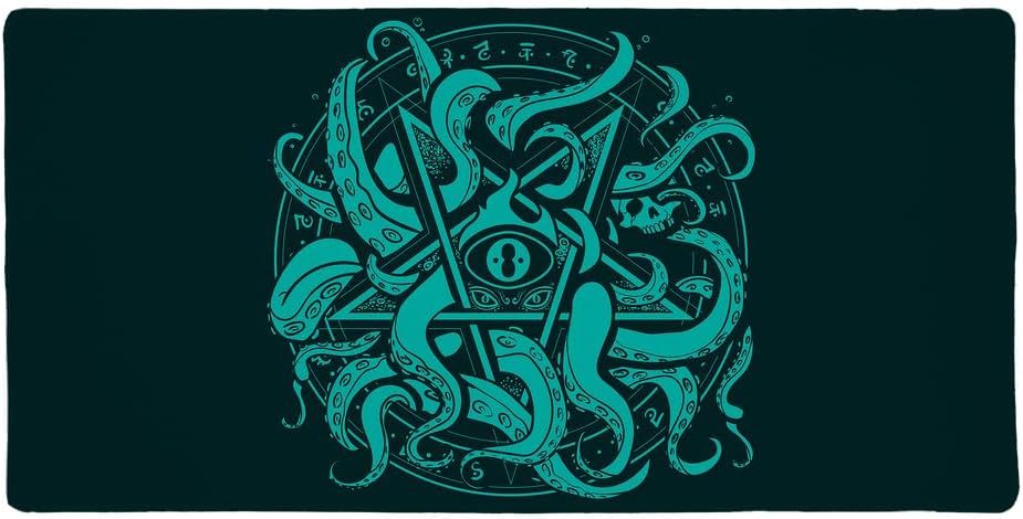 Cthulhu Elder Sign Pentagram Large Gaming Mouse Pad Desk Mat with Stitched Edges, Non-Slip Base for Gamer, Home and Office