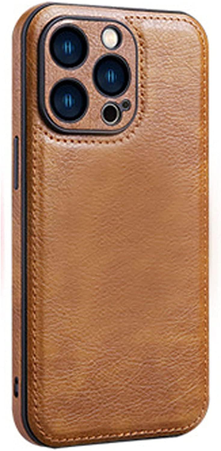 Coque en cuir iPhone 14 Pro de qualité supérieure marron - 7