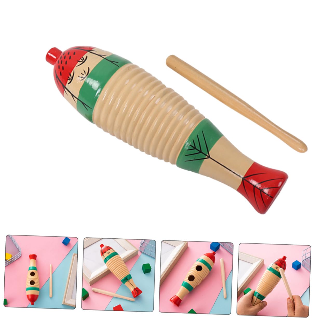 Strumenti Musicali Percussione in Legno 4 Set per Ragazzo Ragazza con Design Delicato, Facili da Usare per Insegnare Tecniche di Ritmo