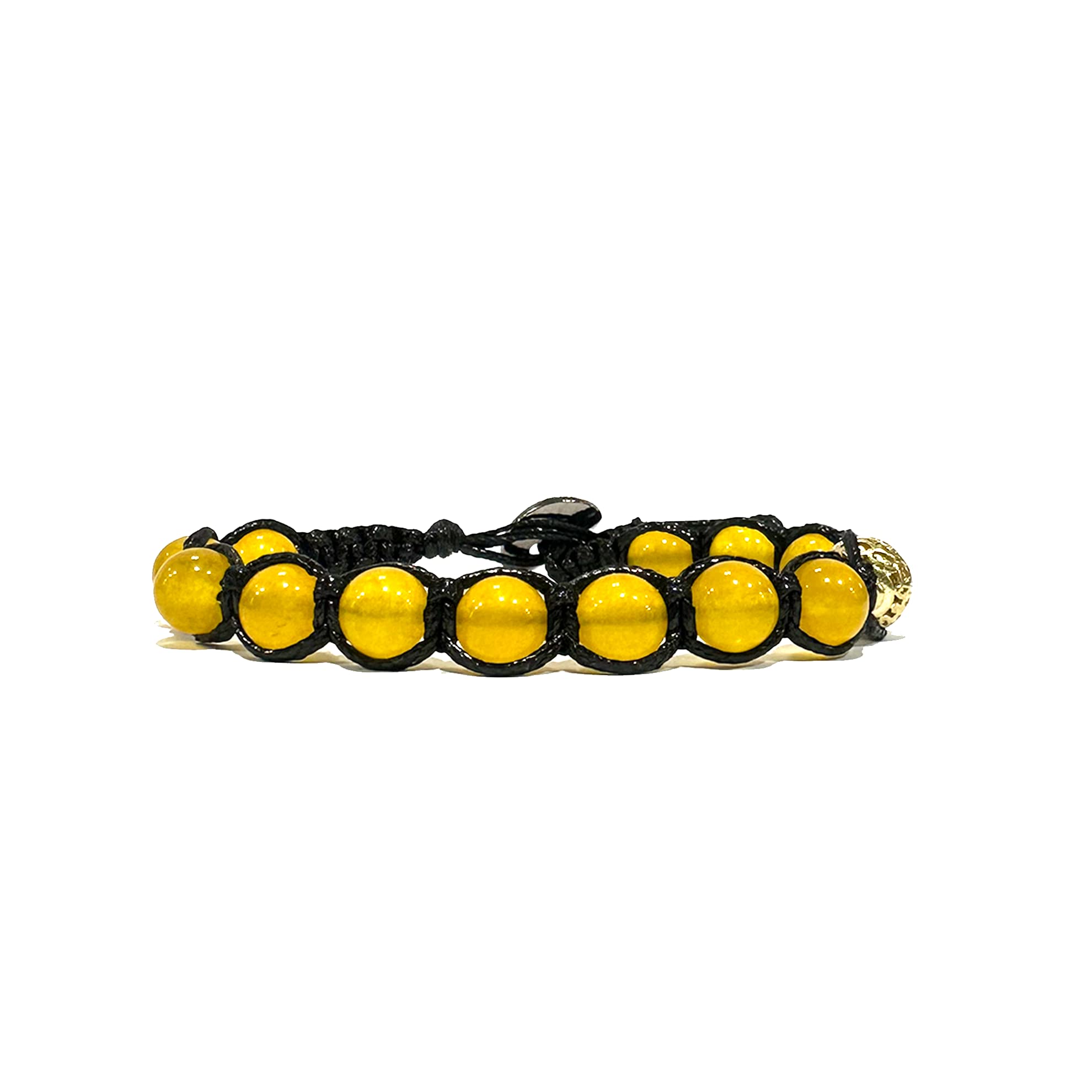 Samsara Bracciale Tibetano Buddista - Shamballa con Agata Gialla - Filo in cotone cerato