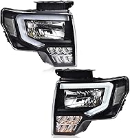 Vista 18 de PIT66 Conjunto de faros delanteros compatible con Ford F150 2009 2010 2012 2013 2014 solo compatible con modelos halógenos de fábrica, faros