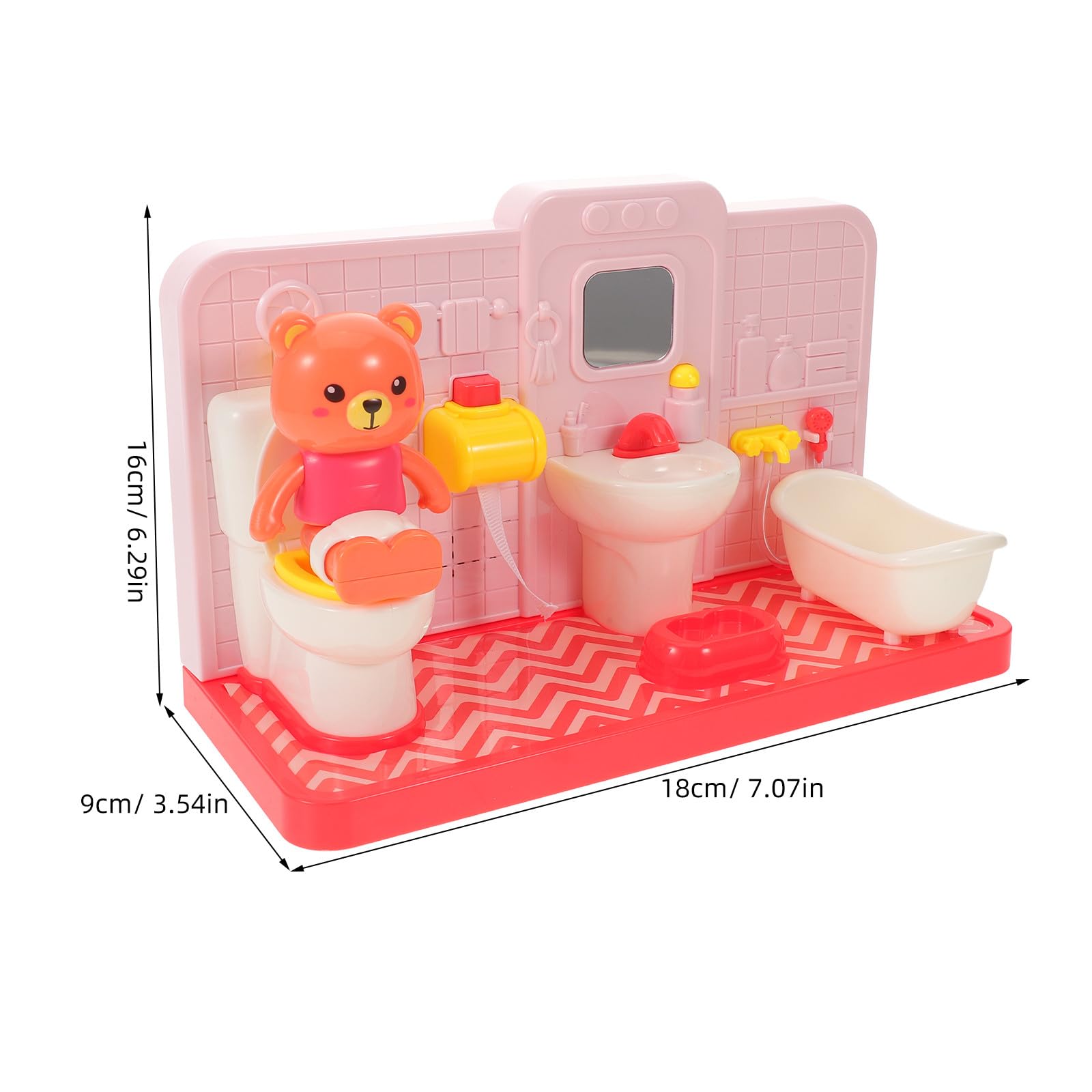 Gatuida Mini Juguete de baño para Aprender a IR al baño: Juego de con un Adorable Oso de Peluche para niños - Juego de rol de simulación - Accesorios de para casa de muñecas para Aprendizaje