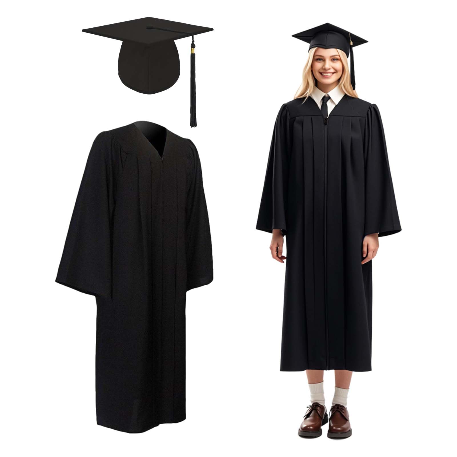 Sombrero y Ropa de Graduacion Hombre Mujer, Conjunto de Traje de Graduación, Graduación Toga Adulto, Toga y Birrete Graduacion, Adecuado para graduados de Secundaria y Universidad, Unisex