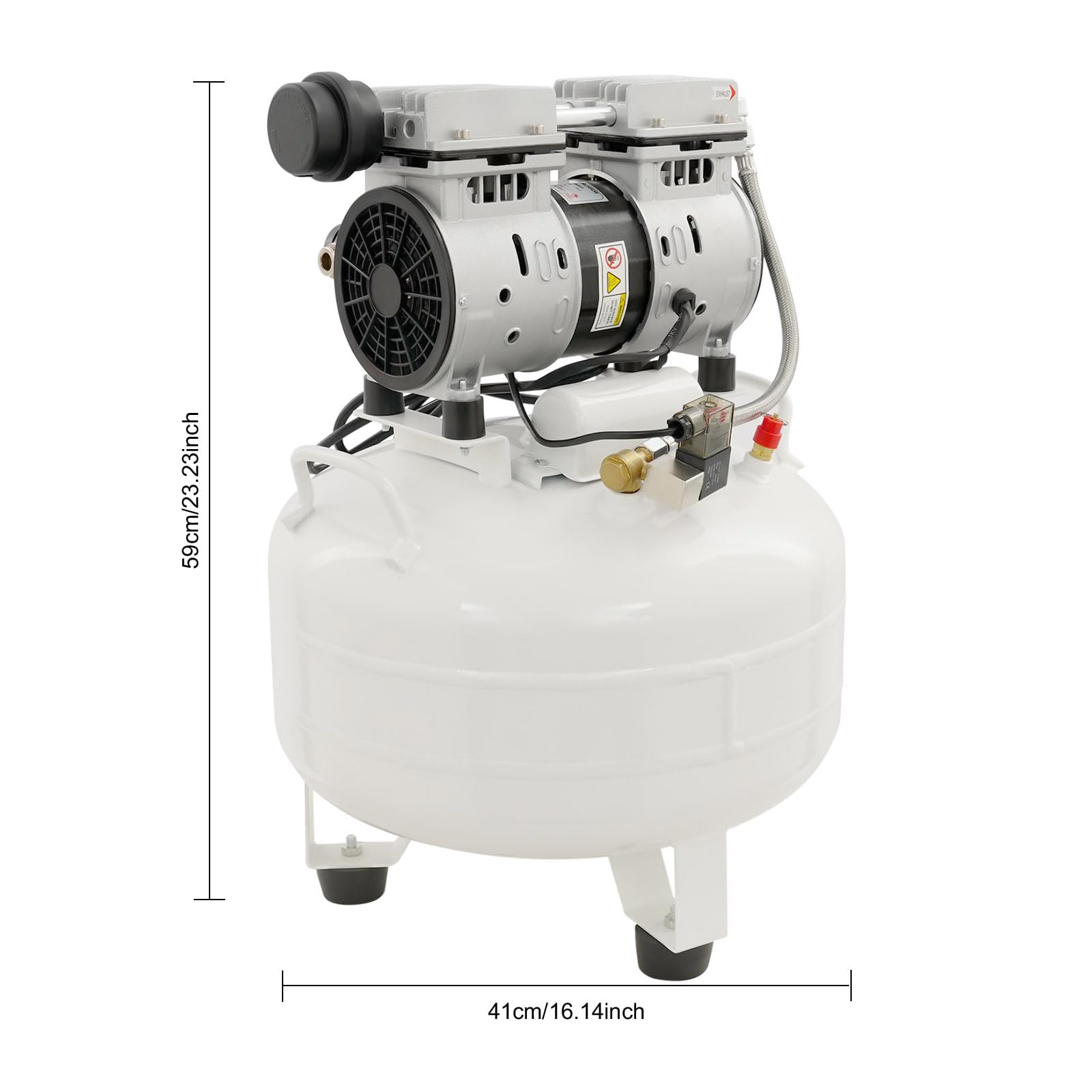 Flüsterkompressor 65dB leise ölfrei Druckluft Kompressor 8 Bar 30L Kessel mit Druckminderer & Wasserabscheider, für Hausreparaturen, Reinigung, Lackierung, & Zahnmedizin